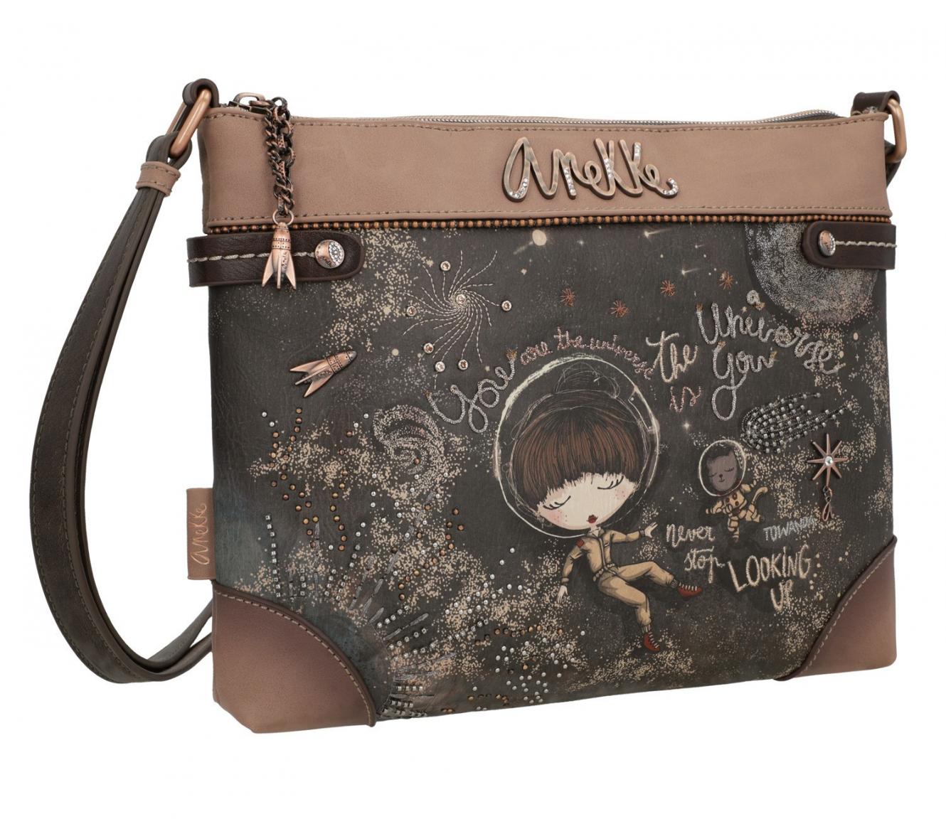 Handtasche Anekke Stars iPad Tablet Universe Planets Space braun Weltall