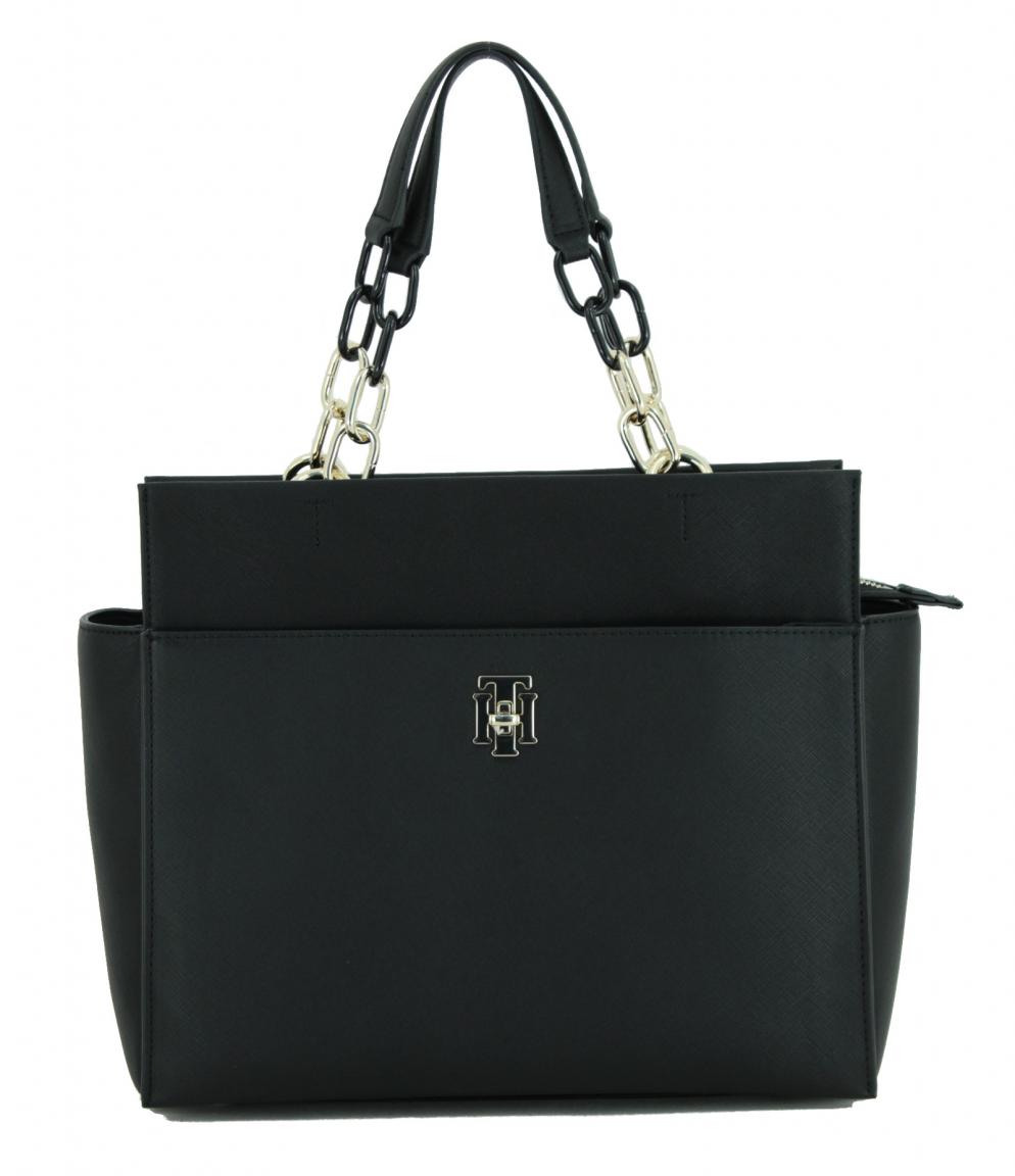 Handtasche Beere blau Tommy Hilfiger Saffiano Satchel Kette