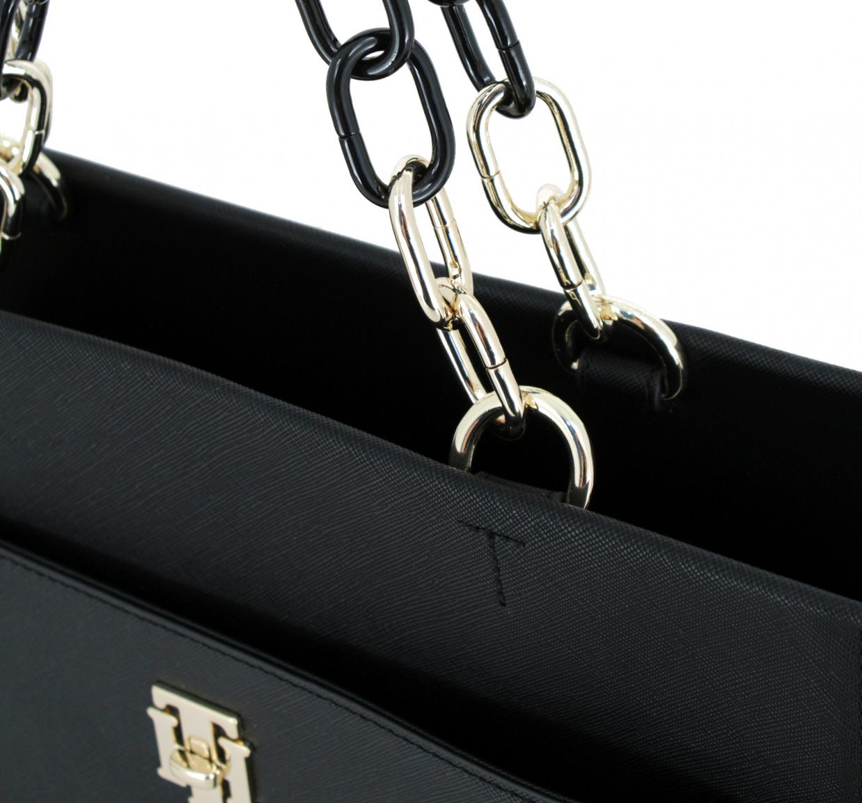 Handtasche Beere blau Tommy Hilfiger Saffiano Satchel Kette