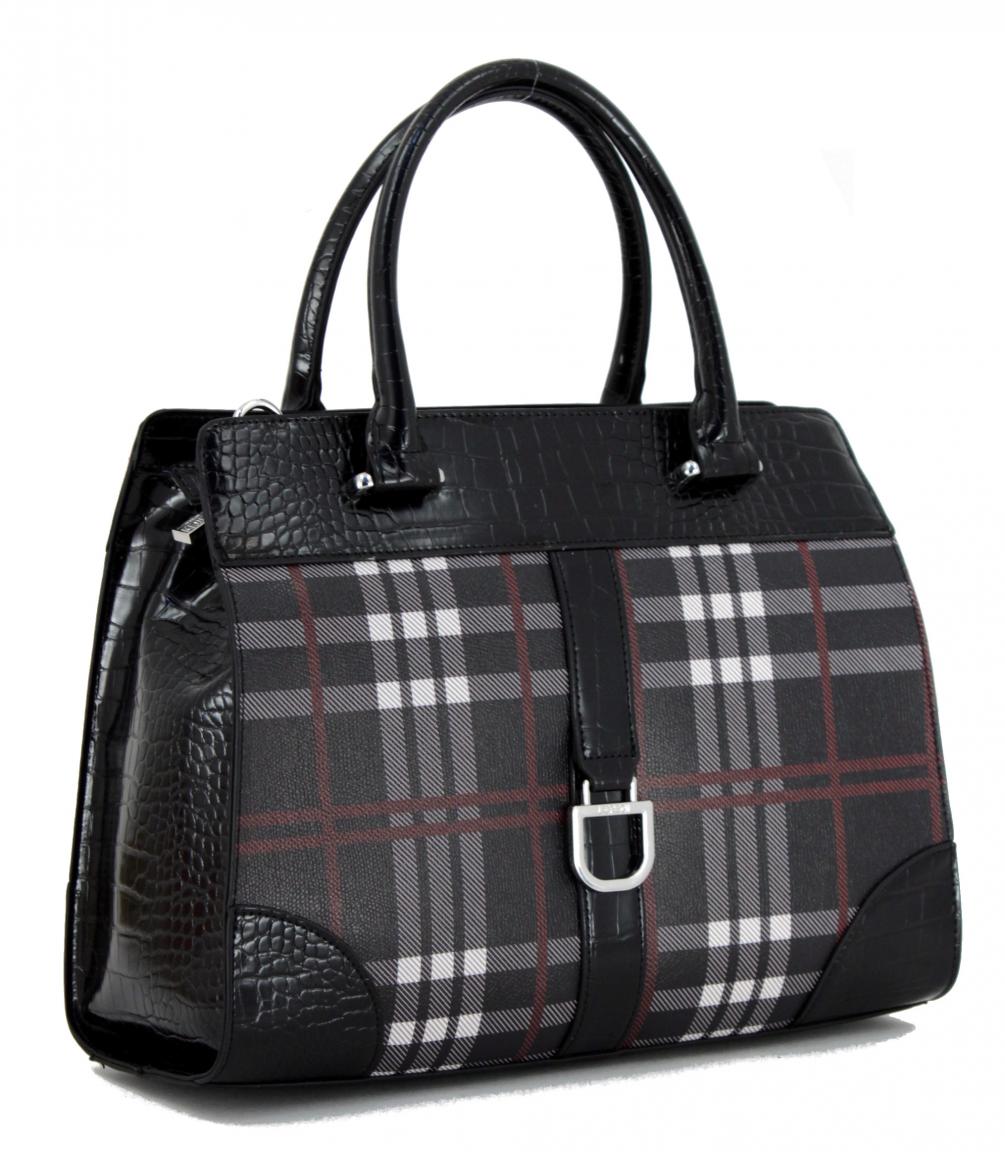 Handtasche Debby Karomuster schwarz Reptiloptik geprägt
