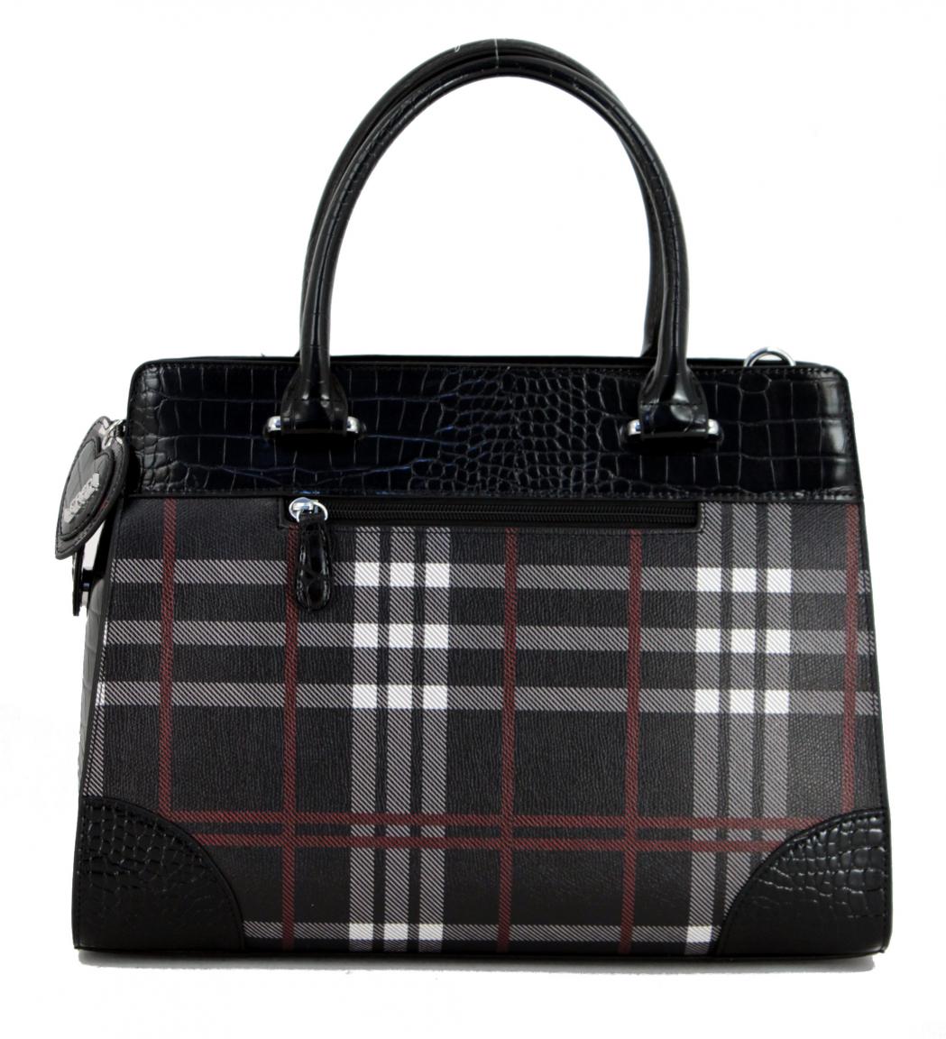 Handtasche Debby Karomuster schwarz Reptiloptik geprägt