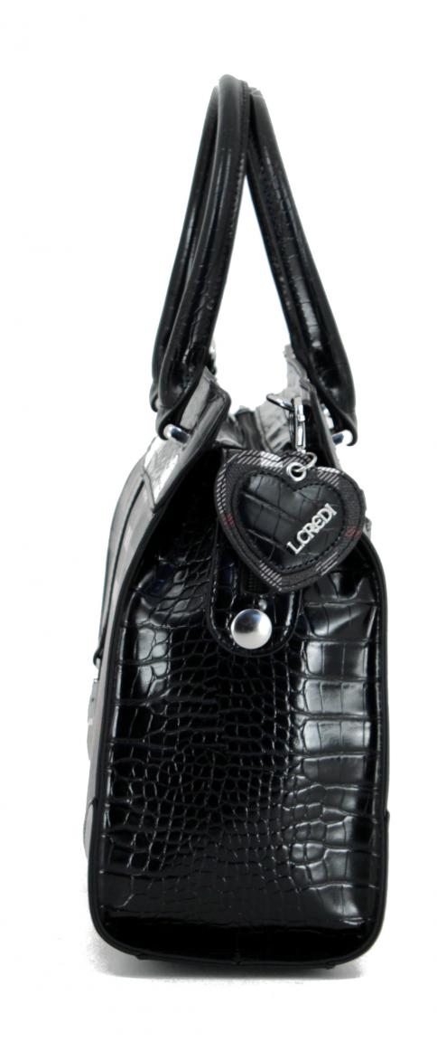 Handtasche Debby Karomuster schwarz Reptiloptik geprägt