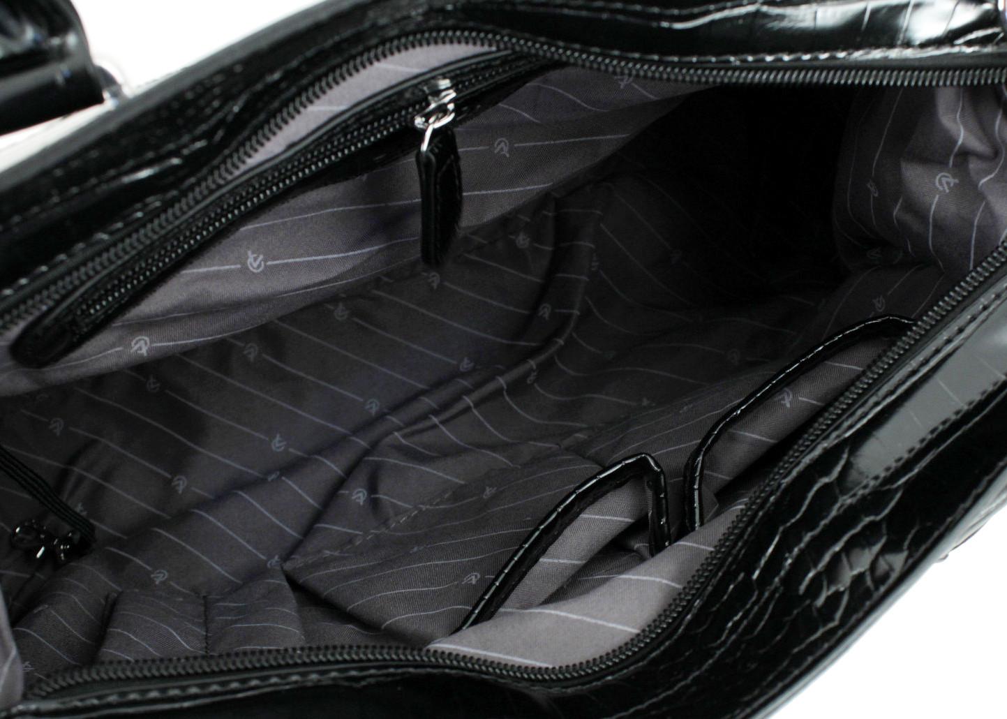 Handtasche Debby Karomuster schwarz Reptiloptik geprägt