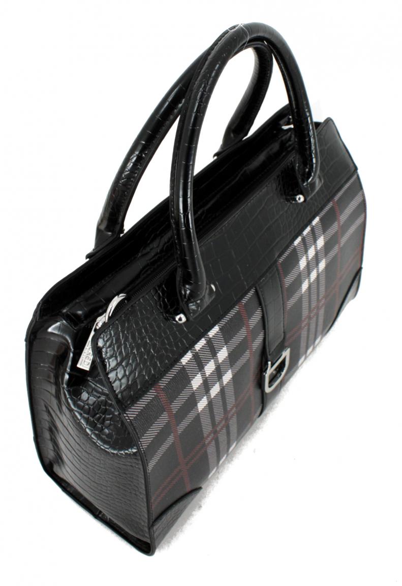 Handtasche Debby Karomuster schwarz Reptiloptik geprägt