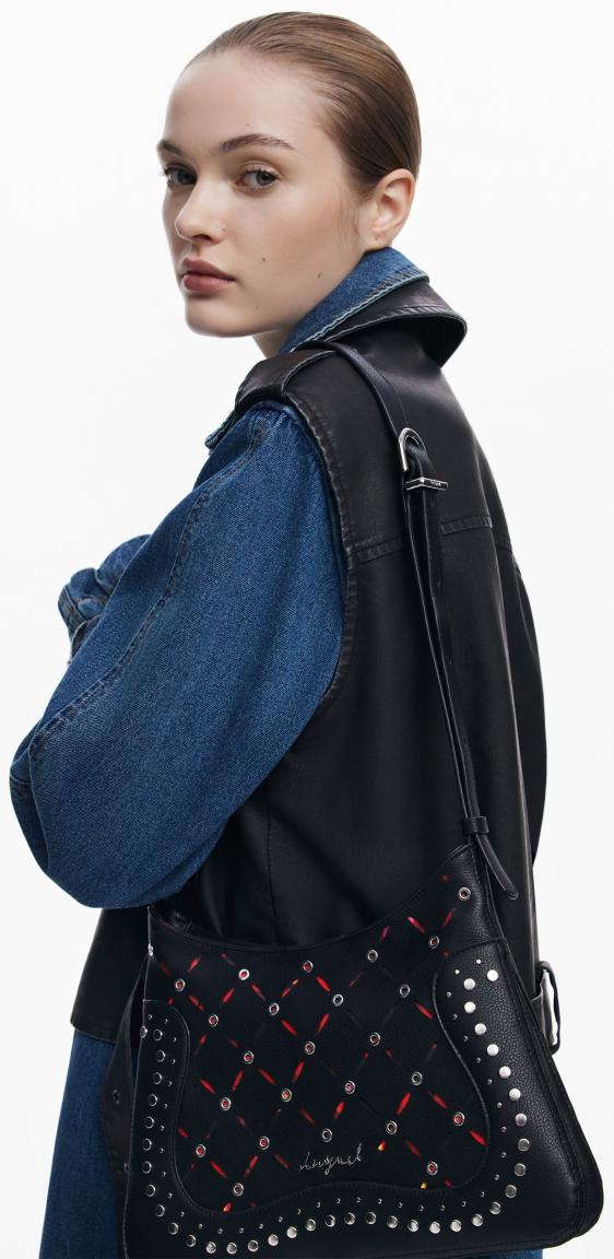 Handtasche Desigual Yankee Manaos Negro Nieten Cut Outs