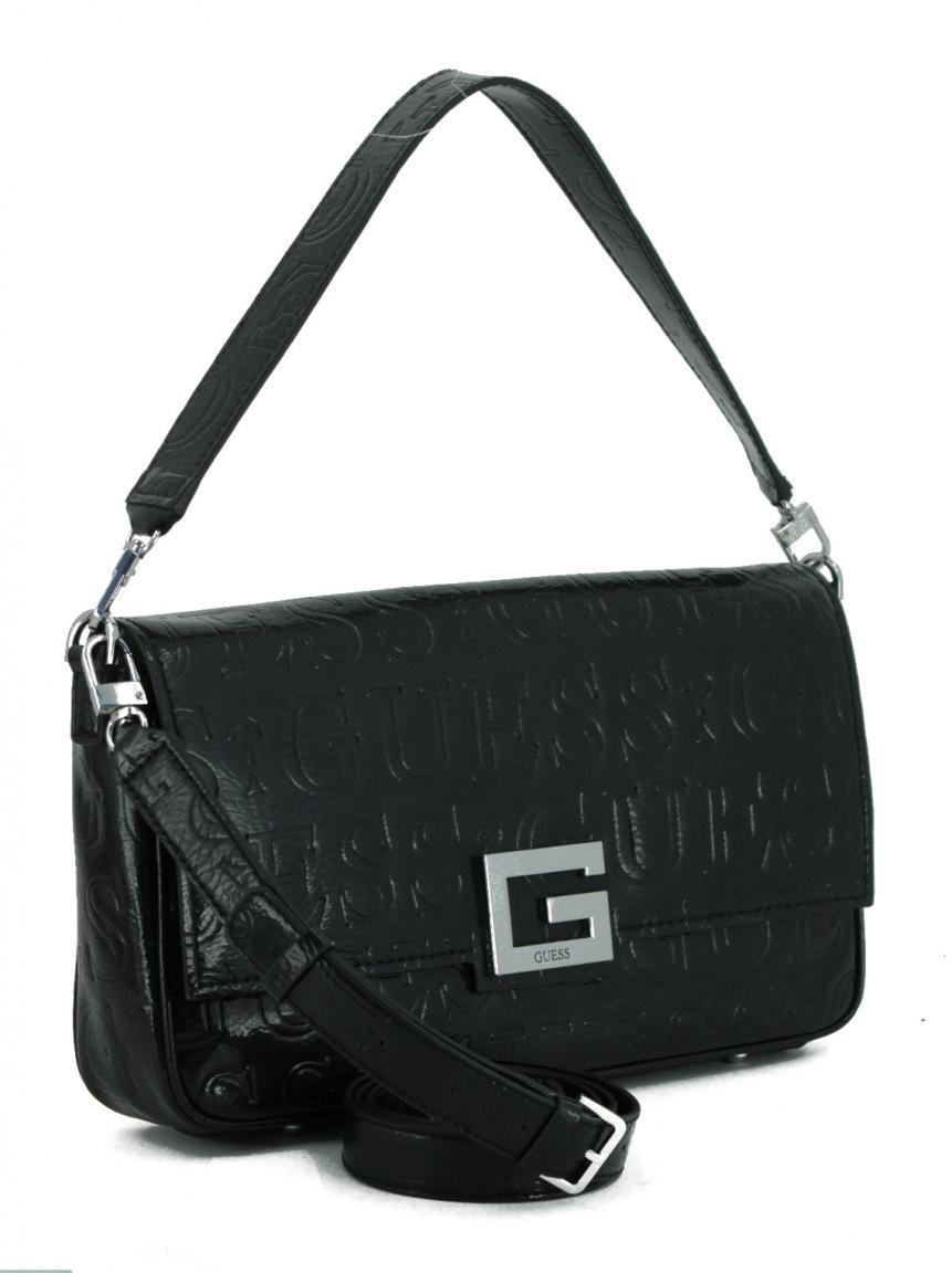 Handtasche Guess Printdruck Lack Black schwarz Schultergurt