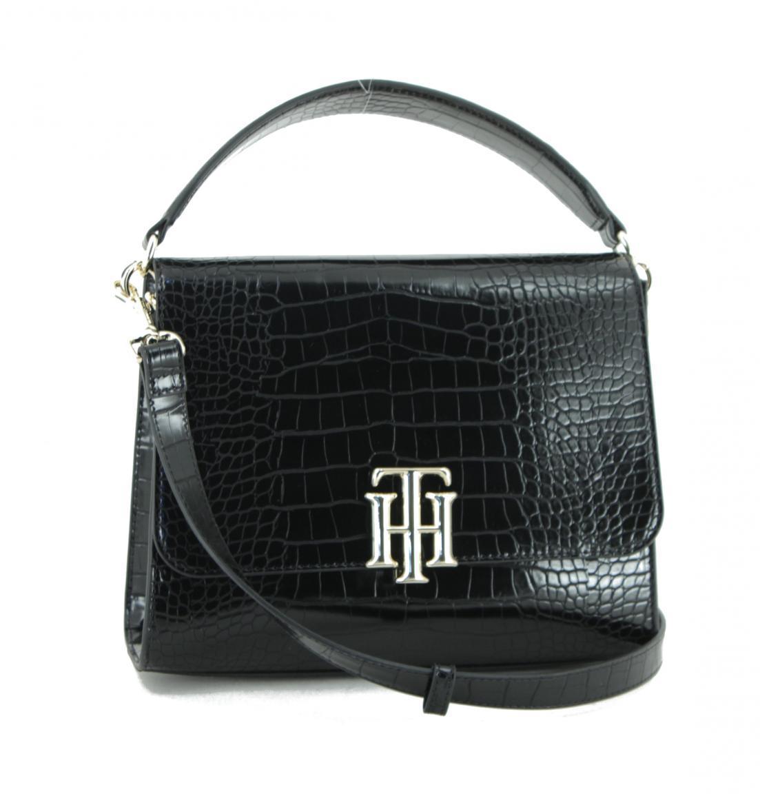 Handtasche Überschlag Tommy Hilfiger Lock Satchel Reptil KLEINER FEHLER