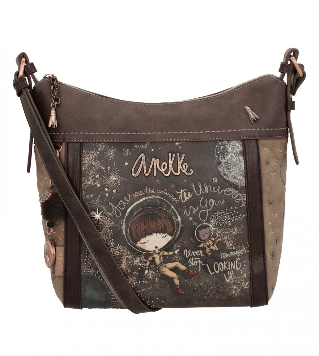 Handtasche Universe Anekke Space Stars Planets braun Anhänger