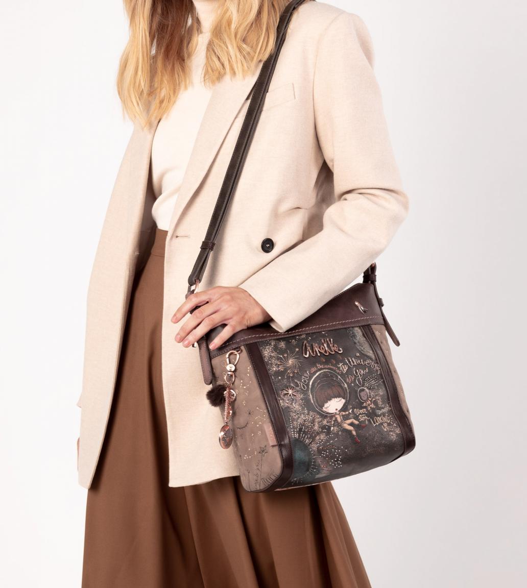 Handtasche Universe Anekke Space Stars Planets braun Anhänger