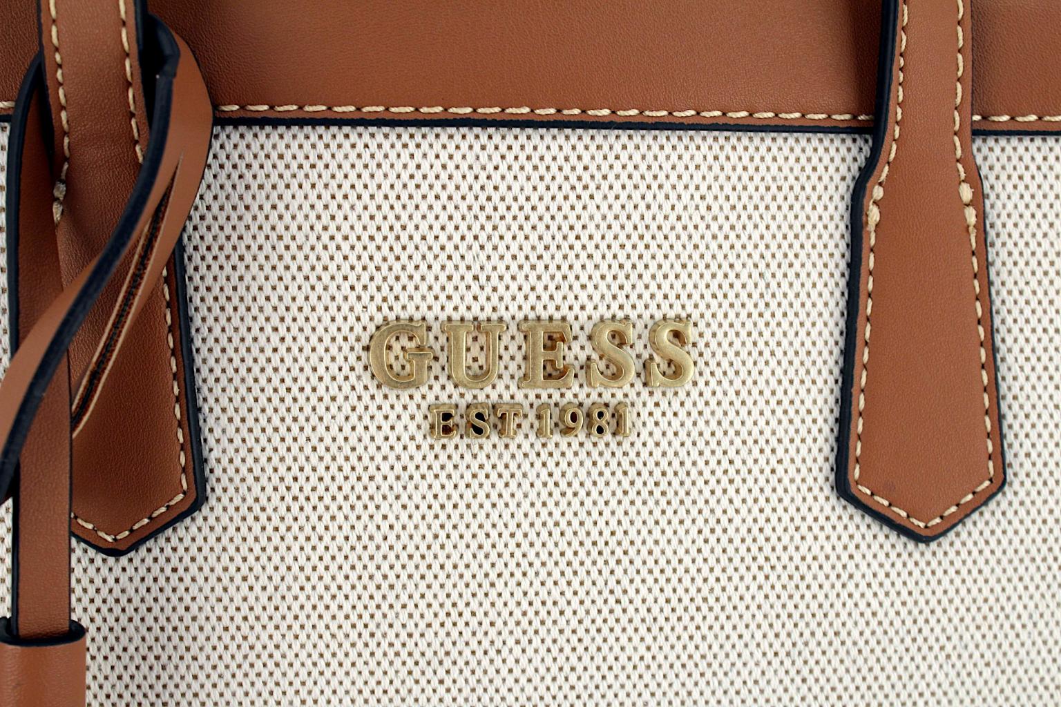 Handtasche Webstoff Guess Jovie Black schwarz beige