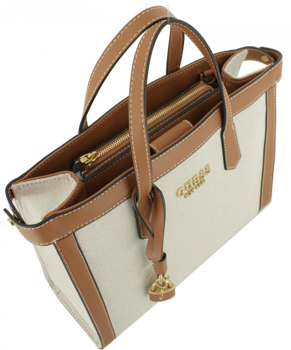 Handtasche Webstoff Guess Jovie Black schwarz beige