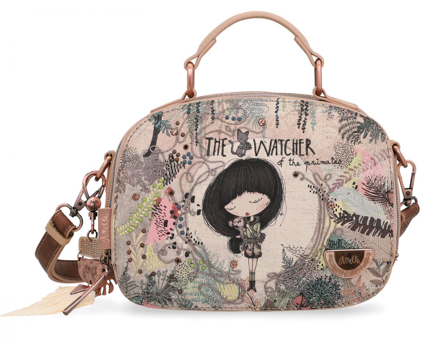 Handtasche bestickt Bastanhänger Nieten Anekke Jungle Watcher