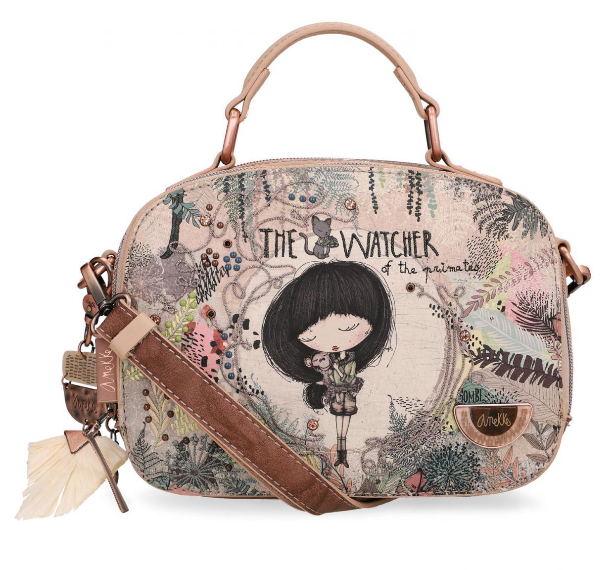 Handtasche bestickt Bastanhänger Nieten Anekke Jungle Watcher