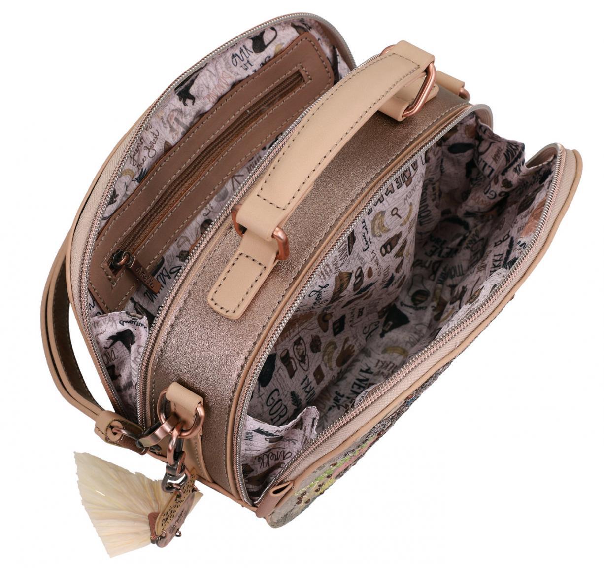 Handtasche bestickt Bastanhänger Nieten Anekke Jungle Watcher