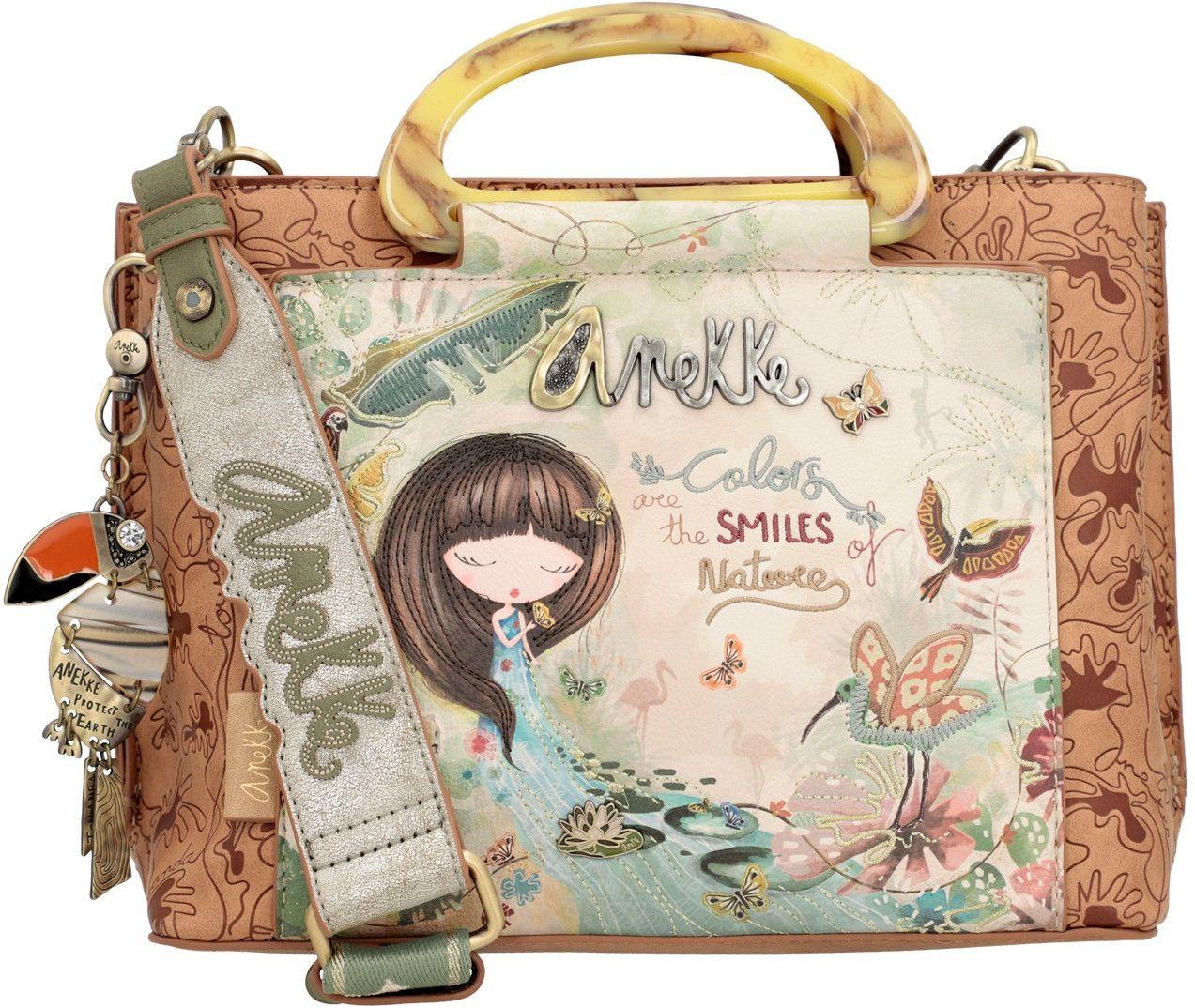 Handtasche mit Holzoptikgriffen Anekke Amazonia Tucan Materialmix