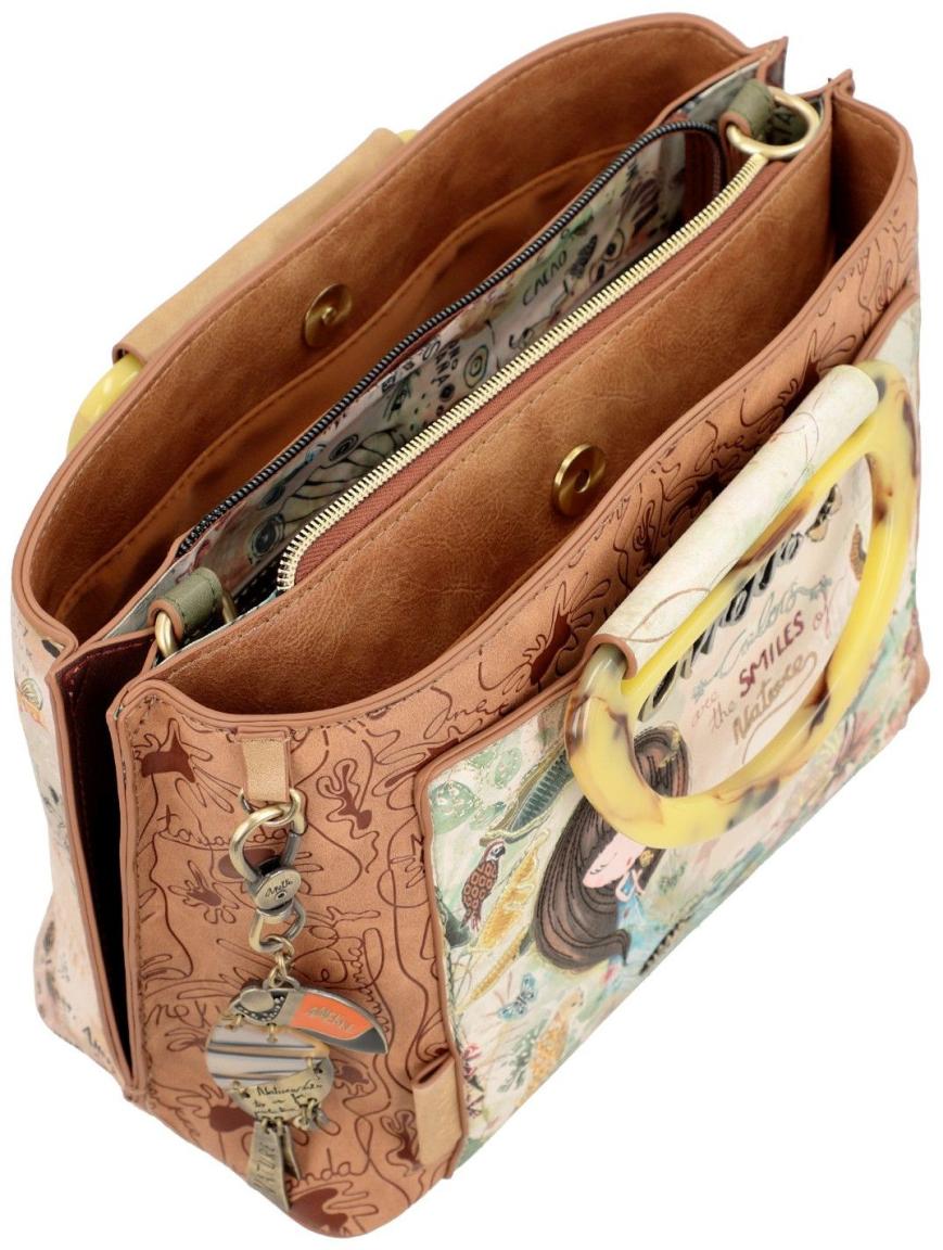Handtasche mit Holzoptikgriffen Anekke Amazonia Tucan Materialmix