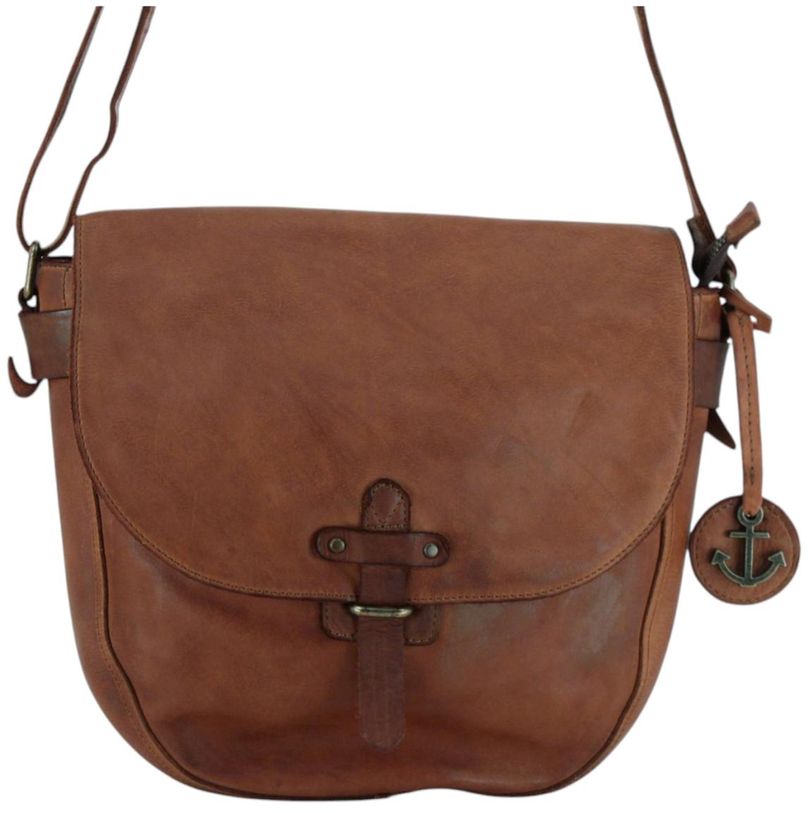 Harbour 2nd Emmeline Saddlebag Überschlagtasche Leder Ash - Schwarz