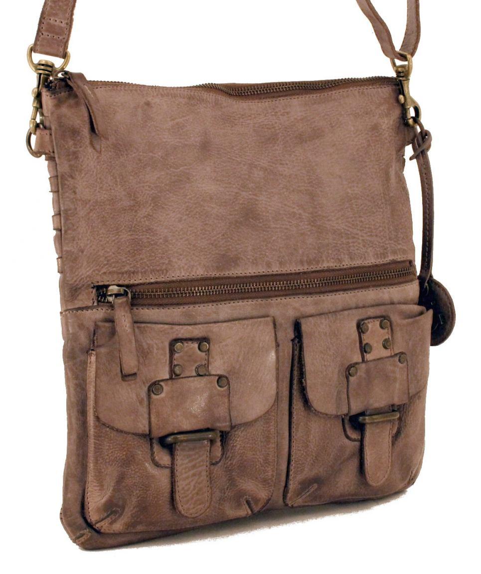 Harbour 2nd Philipine Ledertasche Webmuster Stone Grey