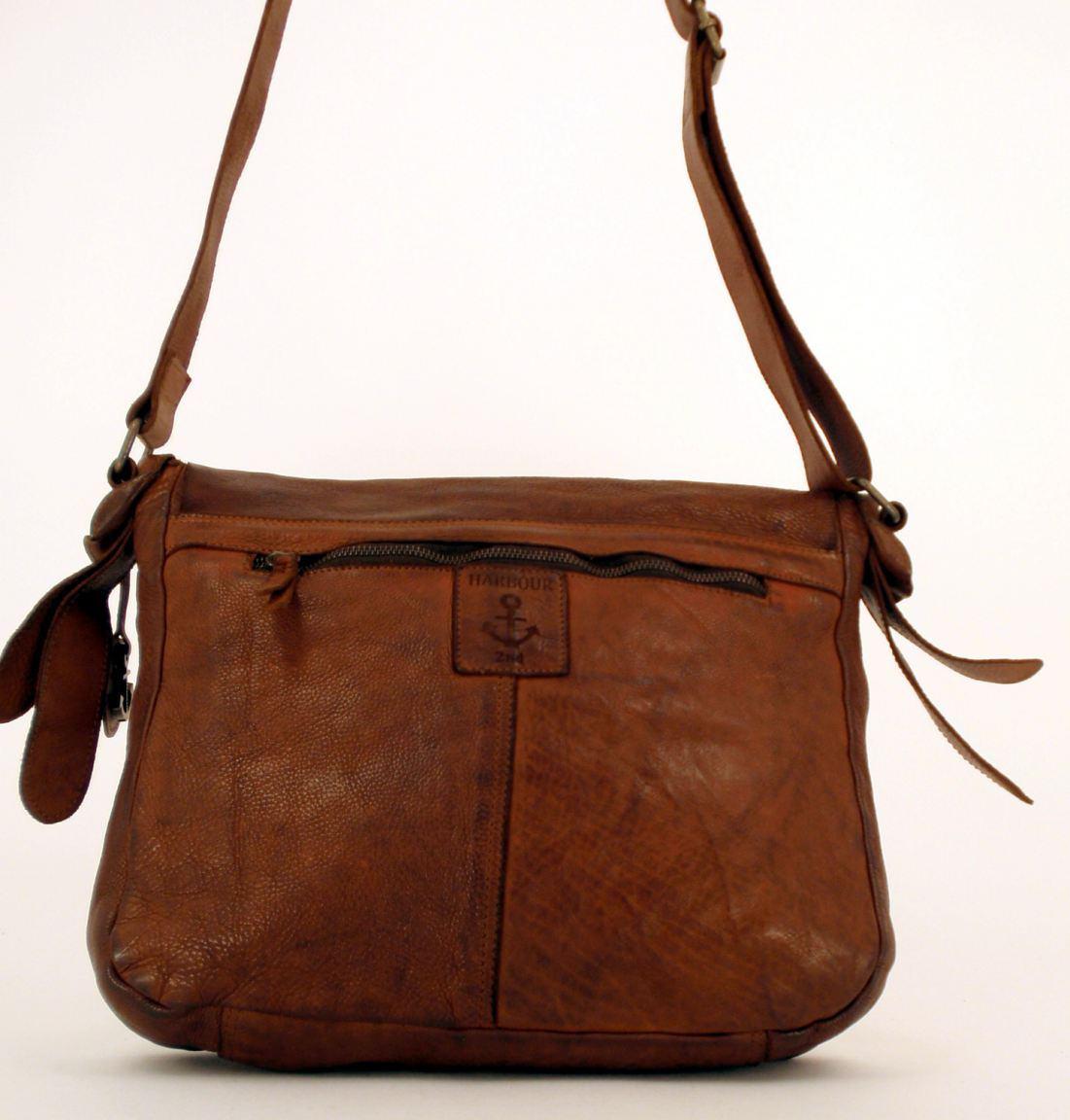 Harbour 2nd Schultertasche Ana aus Rindleder Stone Grey