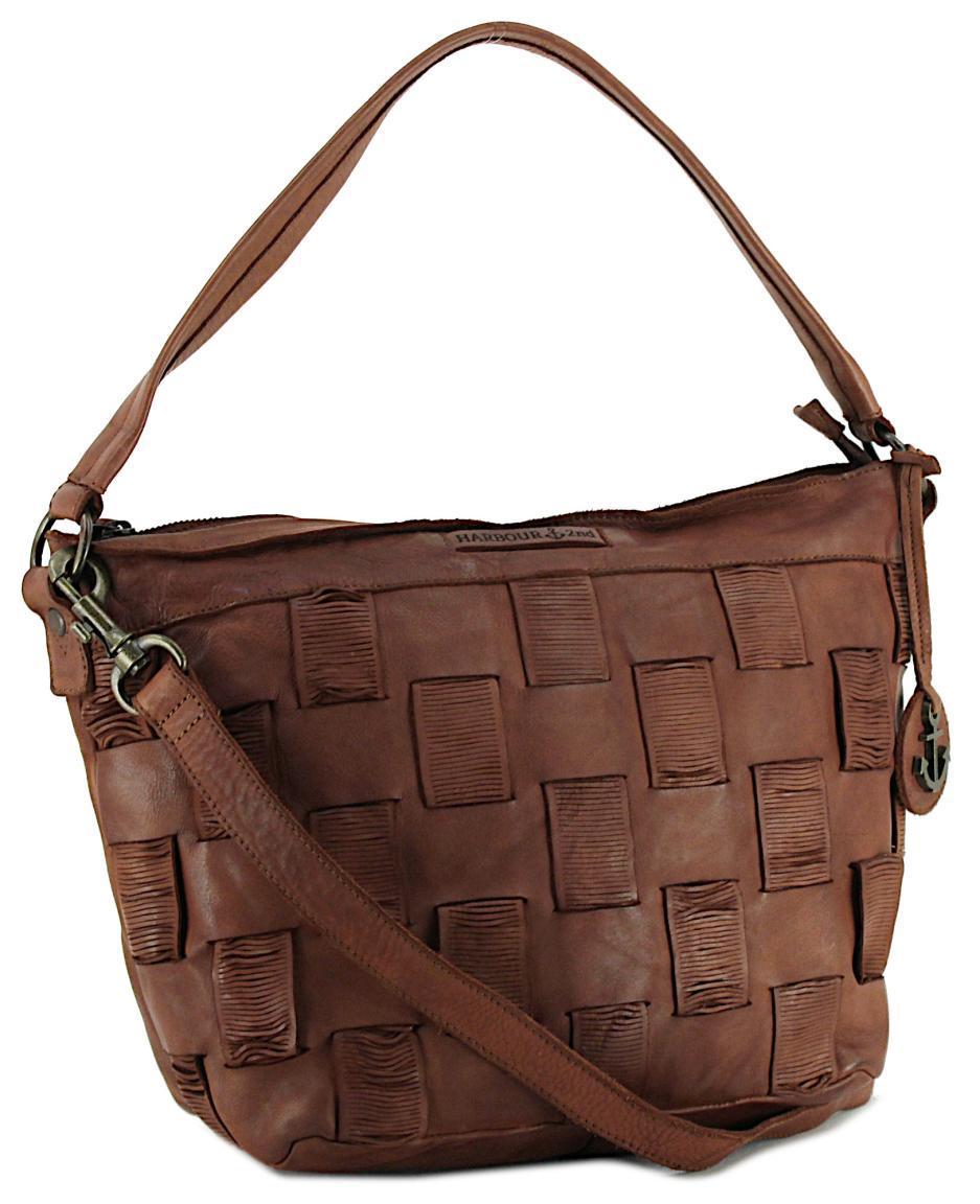 Harbour 2nd Schultertasche Helene New Lines Cognac Braun Cut Outs