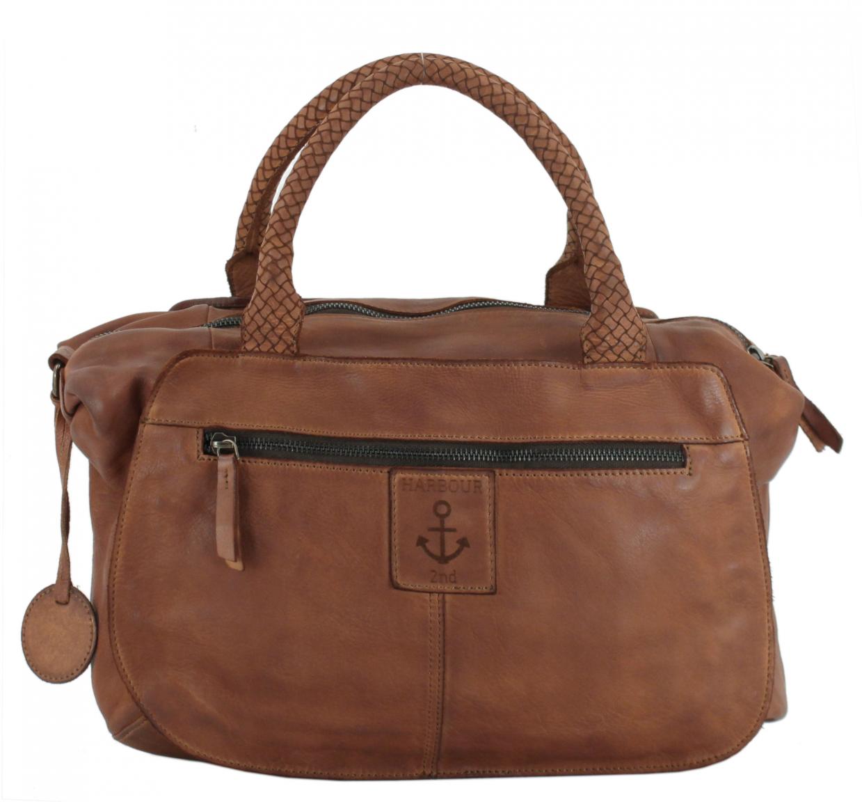 Harbour 2nd  dunkelgrüne Damenhandtasche Flechtmuster Fashion Lights Sestilia Leaf