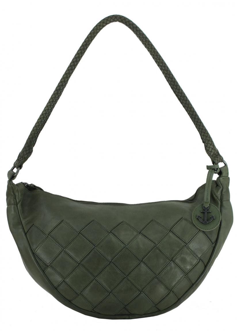 Harbour 2nd dunkelgrüne Knautschtasche Flechtoptik Maelia Leaf Fashion Lights