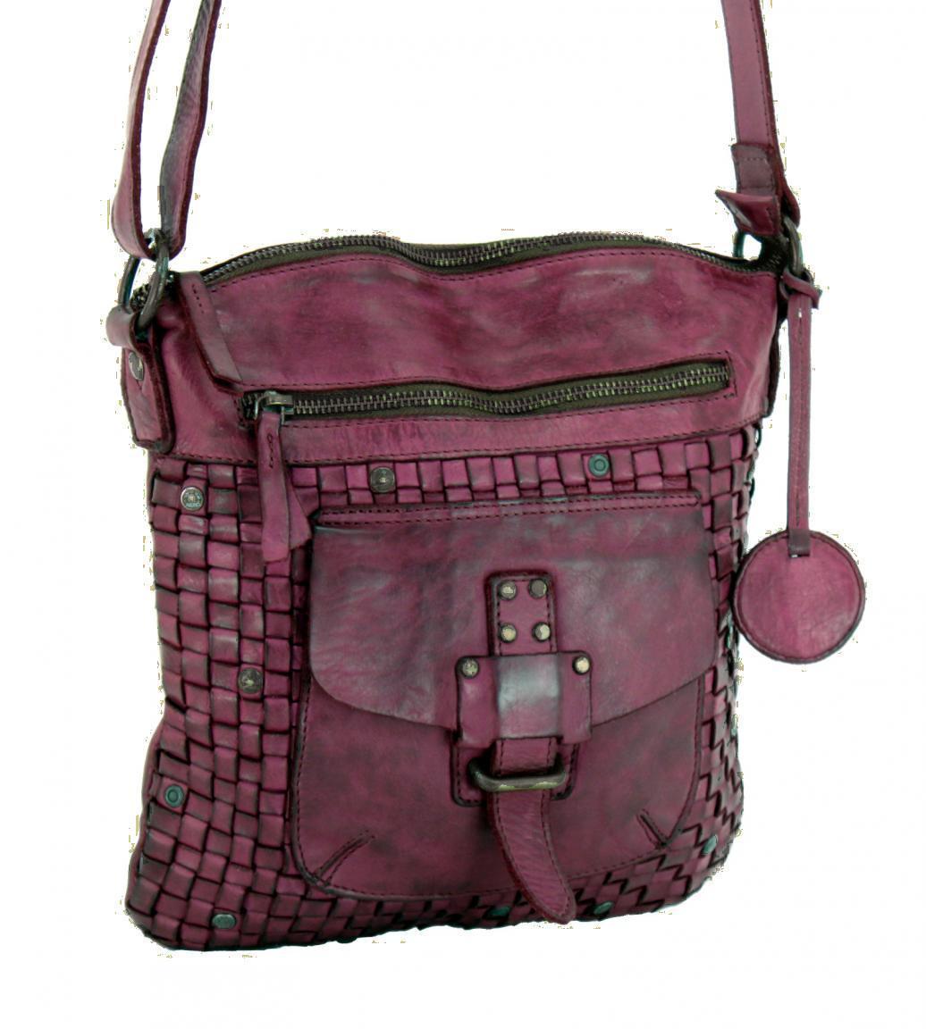 Harbour2nd Crossover Tasche Aurora gewebtes Leder Fuchsia