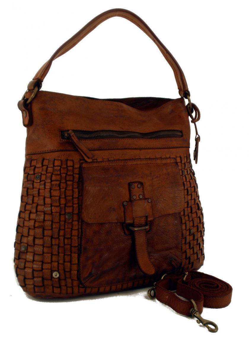 Harbour2nd Iris Flecht-Leder-Tasche cognac