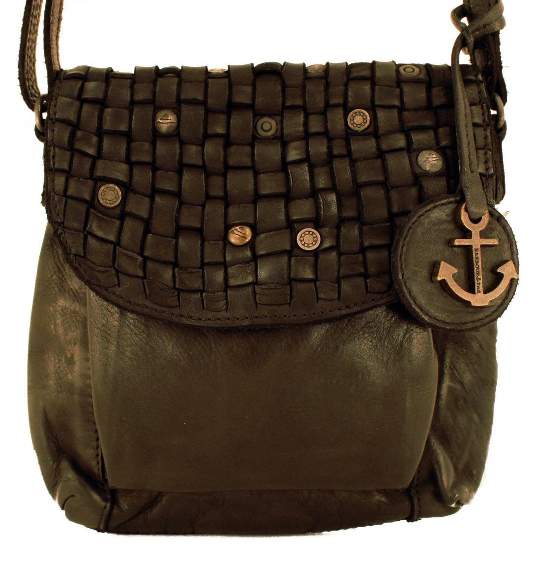 Harbour2nd Mamamia Ledertasche geflochten Grau