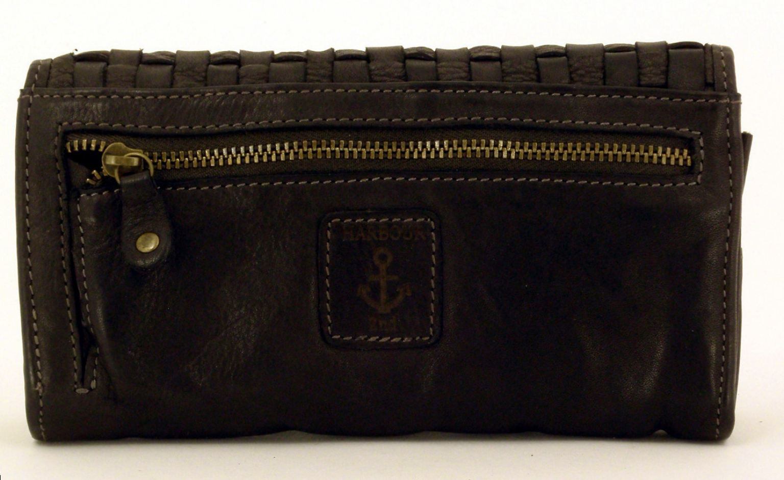 Harbour2nd Portmonee geflochtenes Leder dunkelbraun