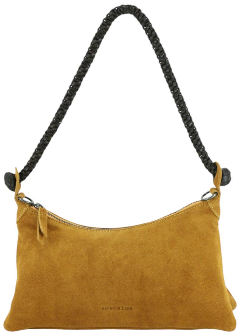 Harbour2nd Velours Hobotasche mustard Corey senfgelb Flechtoptik