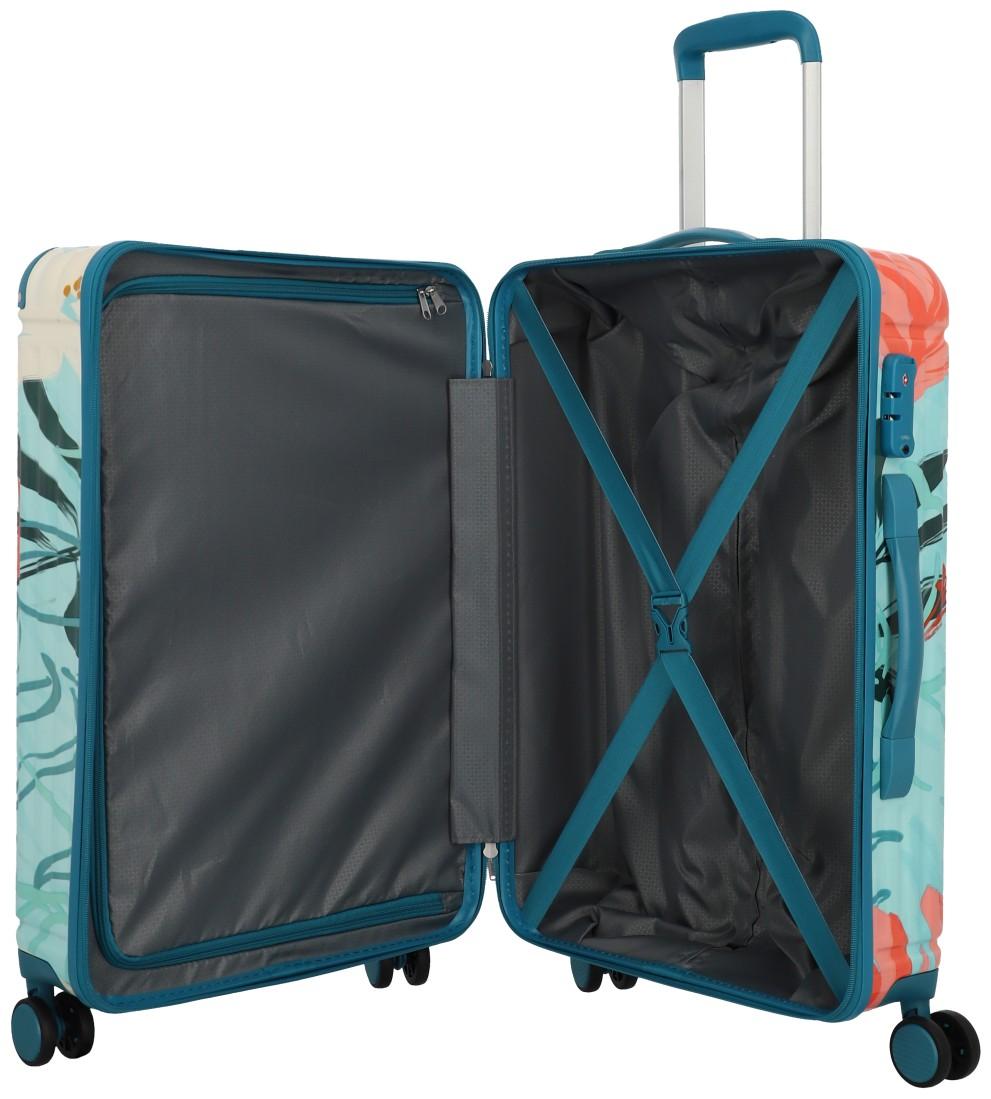 Hartschalenkoffer Travelite Cruise Turquoise Lily 4w Trolley M 67cm