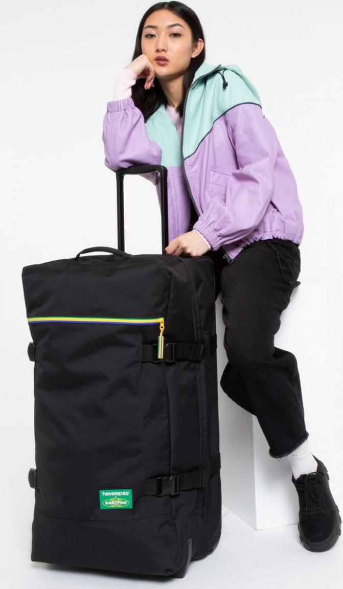 Havaianas Black Tranverz L Eastpak Taschentrolly schwarz mit einem bunten Streifen