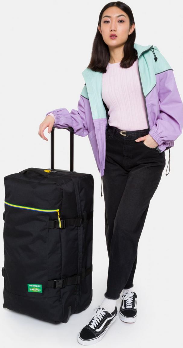 Havaianas Black Tranverz L Eastpak Taschentrolly schwarz mit einem bunten Streifen