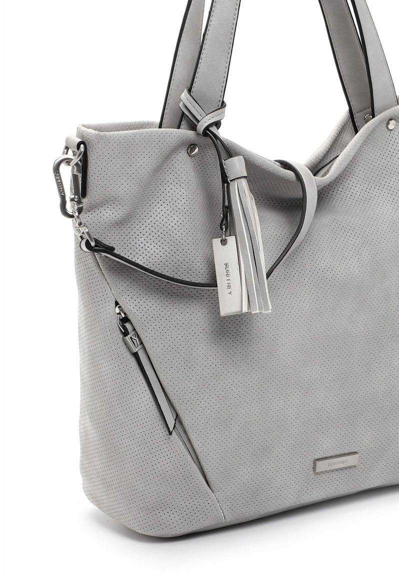 Hellgraue Henkeltasche Bonny Suri Frey Lightgrey Lochmuster