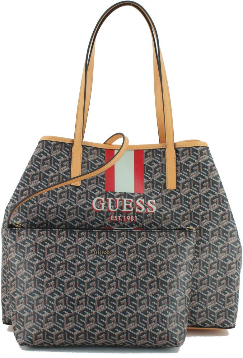Henkeltasche Alloverprint Black Logo Innentasche Guess Vikky