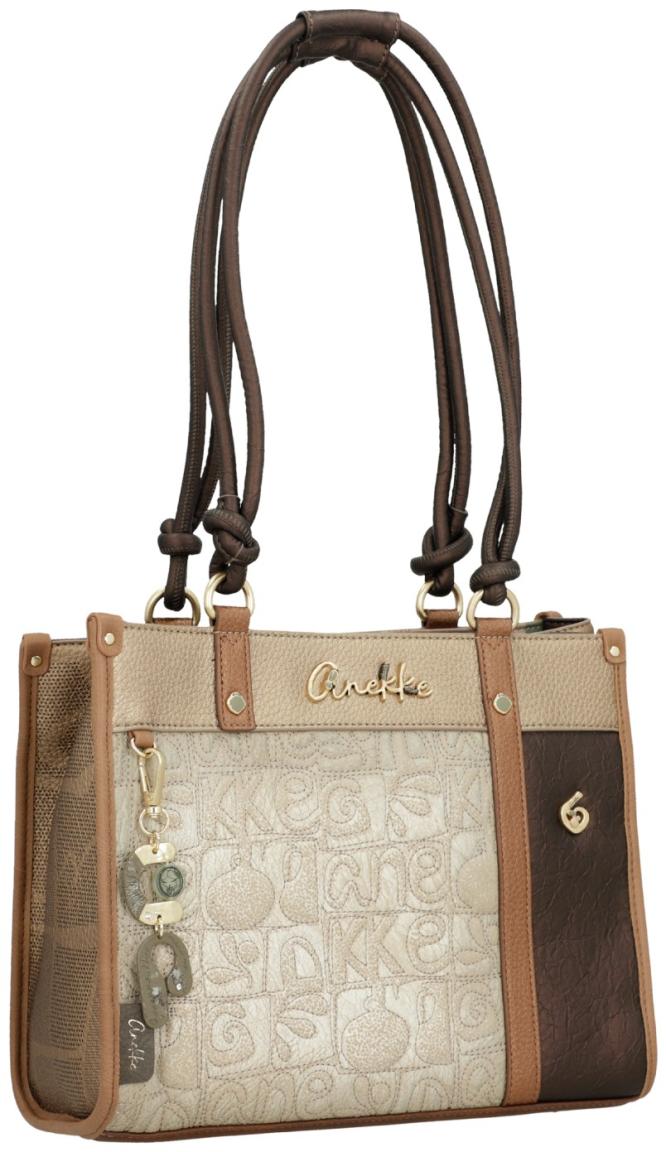 Henkeltasche Anekke Muse Amphora Griechenland beige braun Logostickerei