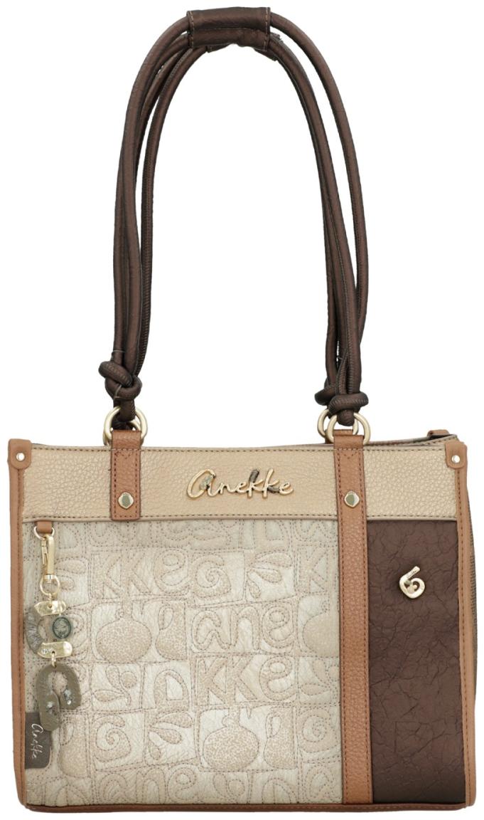 Henkeltasche Anekke Muse Amphora Griechenland beige braun Logostickerei