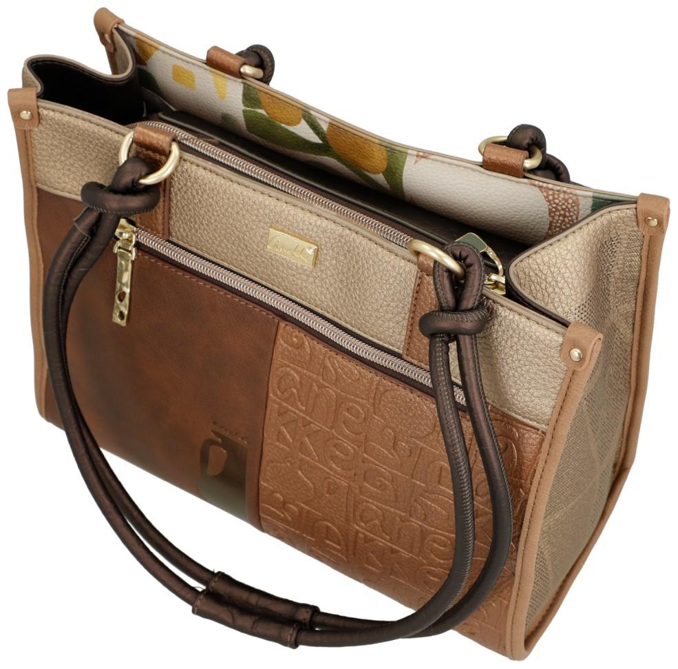 Henkeltasche Anekke Muse Amphora Griechenland beige braun Logostickerei