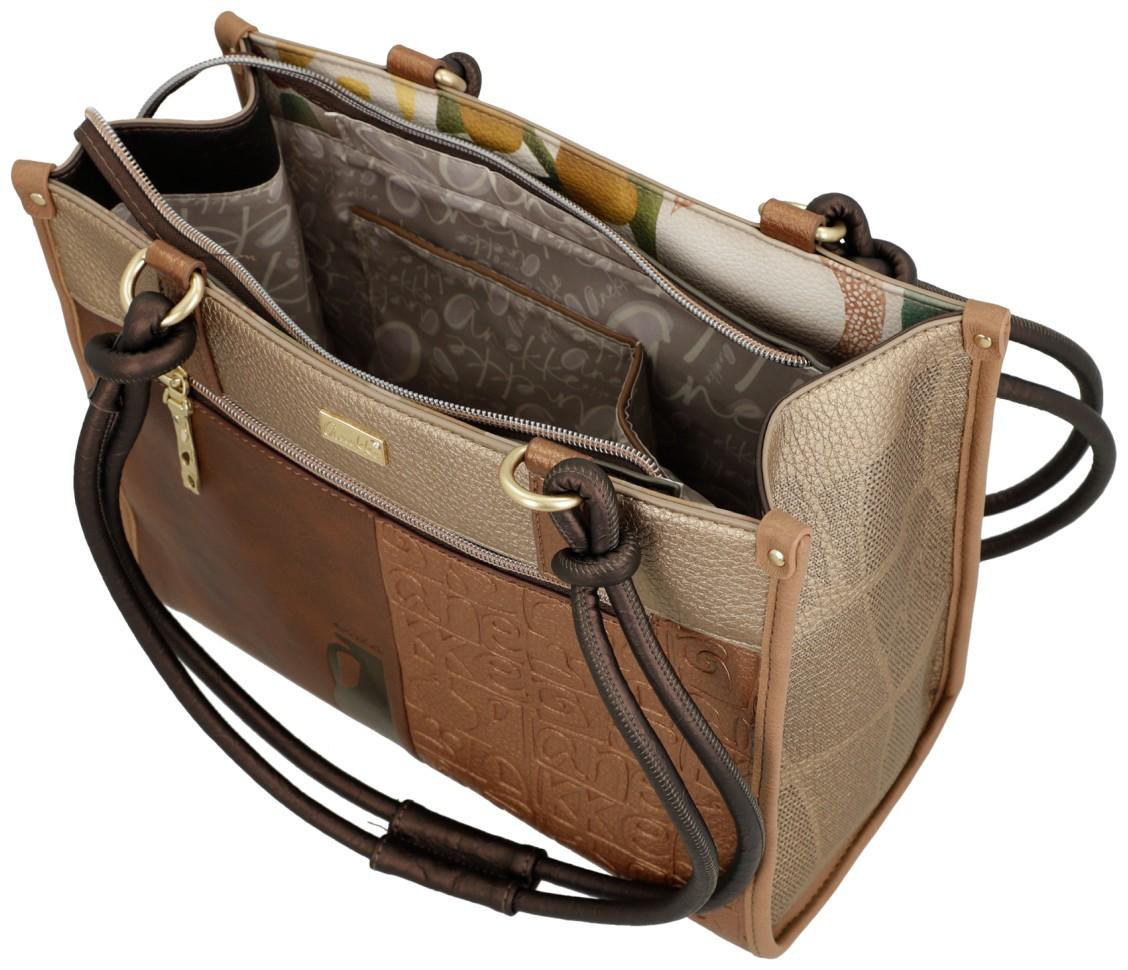 Henkeltasche Anekke Muse Amphora Griechenland beige braun Logostickerei