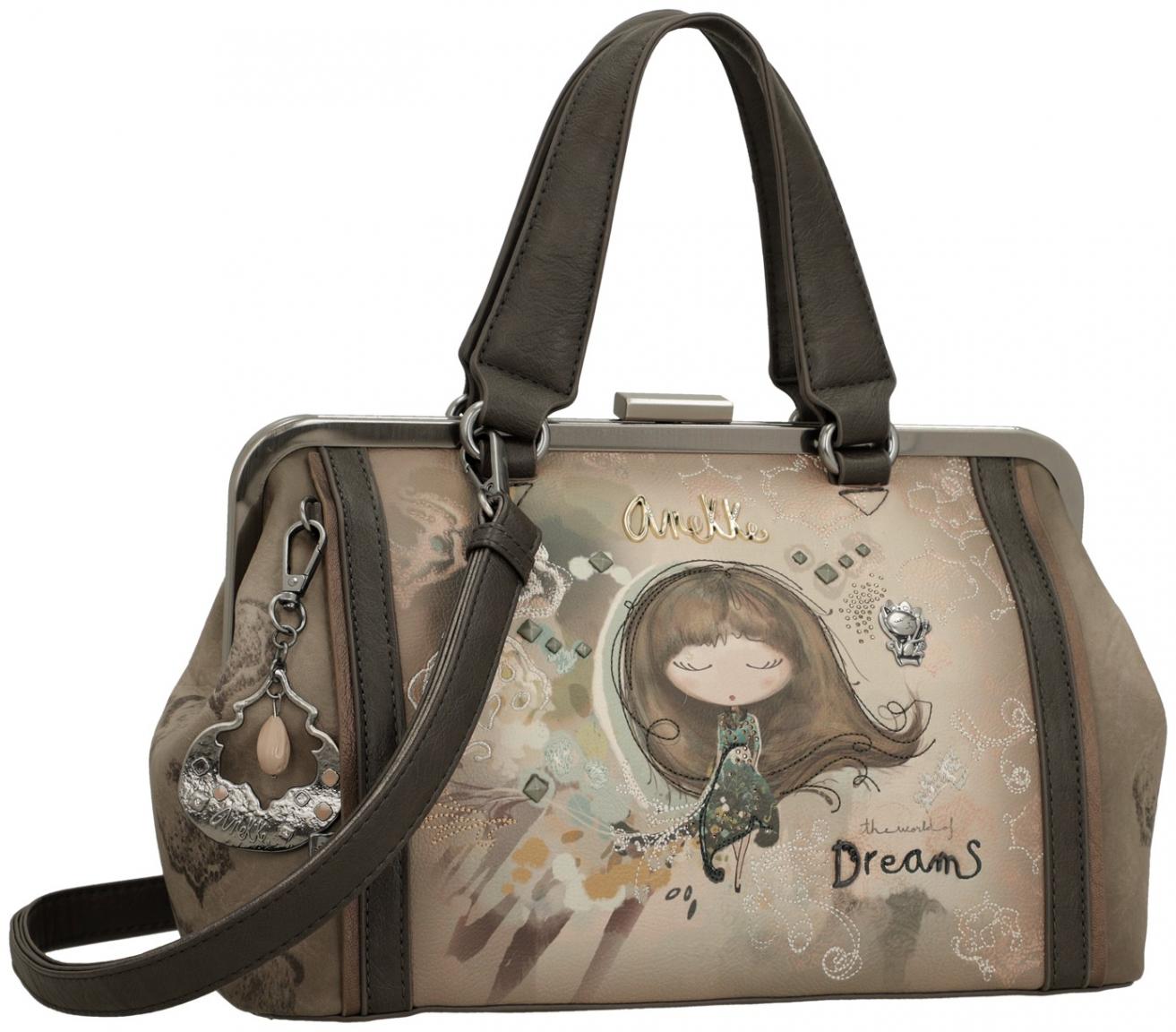 Henkeltasche Anekke Real Arzttasche beige taupe Stickerei Strass