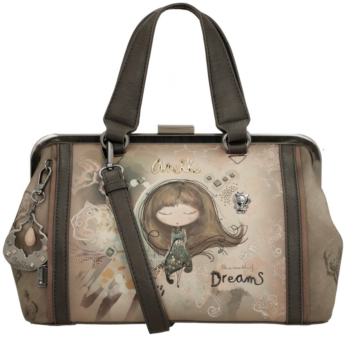 Henkeltasche Anekke Real Arzttasche beige taupe Stickerei Strass