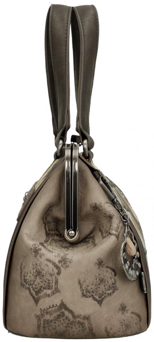 Henkeltasche Anekke Real Arzttasche beige taupe Stickerei Strass