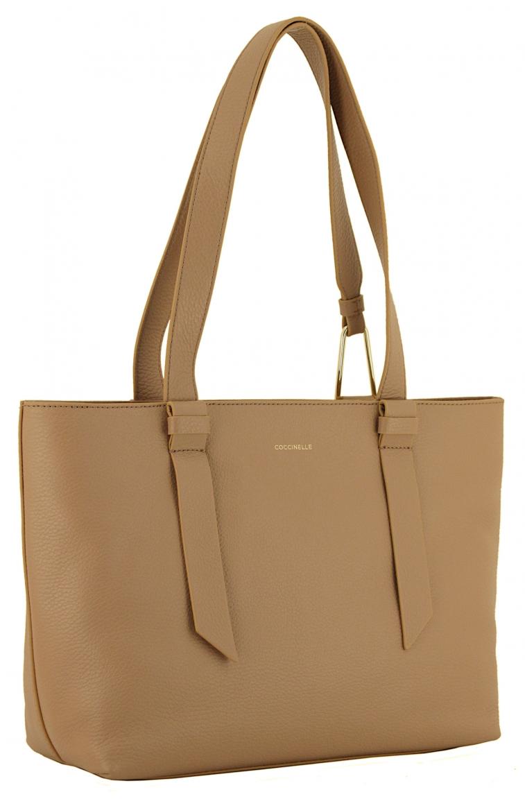 Henkeltasche Echtleder hellbraun Coccinelle Malory Medium Skin