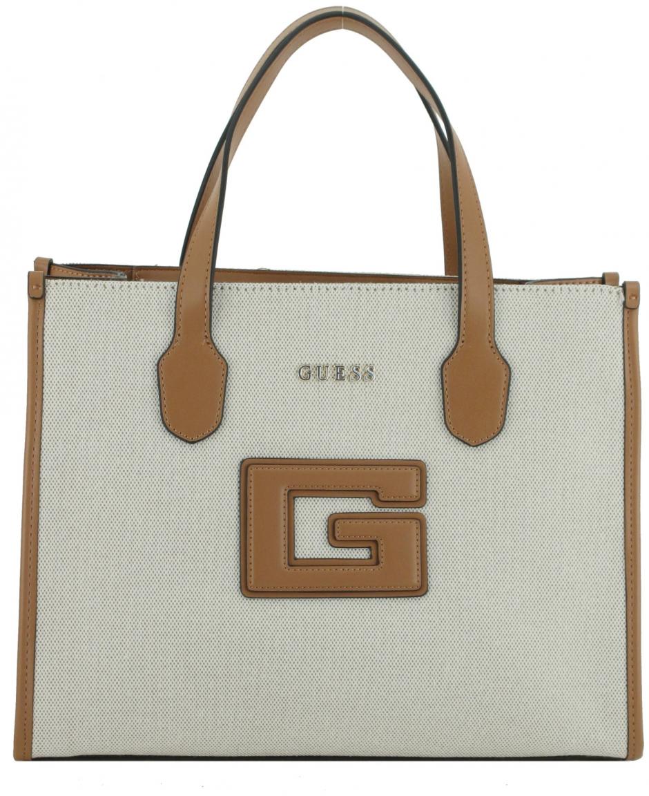 Henkeltasche G Status Guess braun beige Canvas