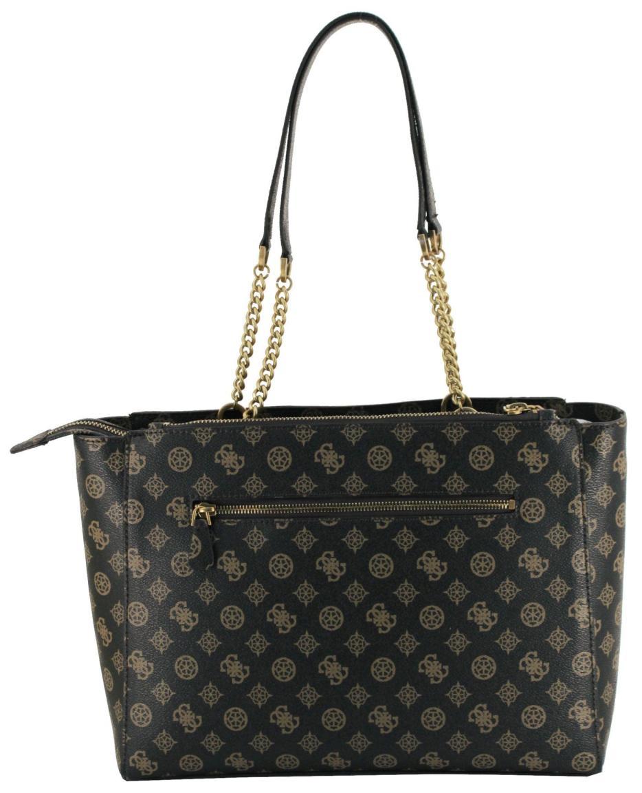 Henkeltasche Guess Centre Stage Mocha Logo Braun Alloverprint Kette