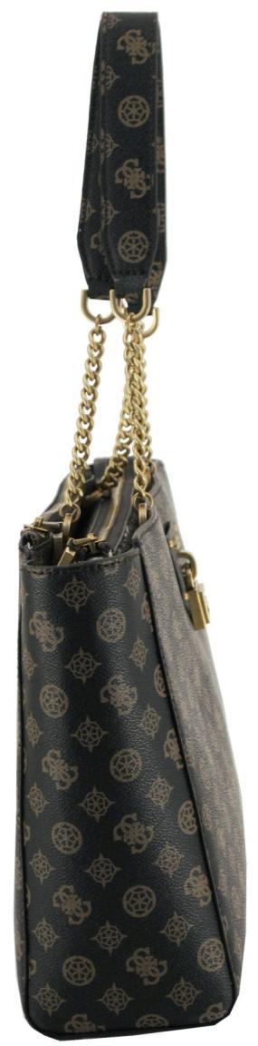 Henkeltasche Guess Centre Stage Mocha Logo Braun Alloverprint Kette