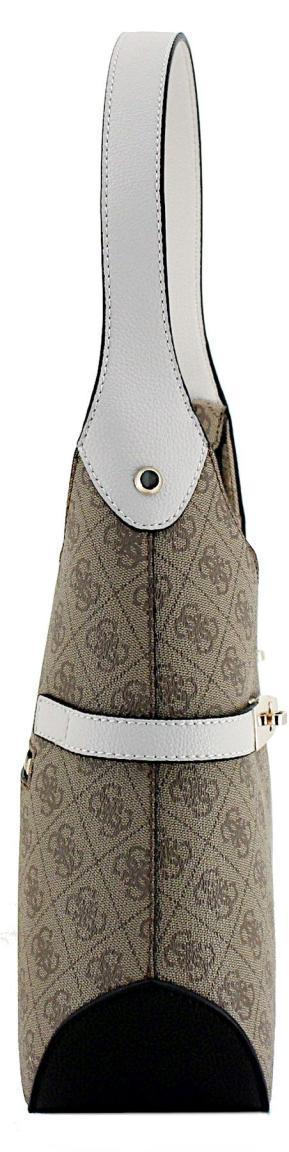 Henkeltasche Guess Zadie Logo 4G Print Multicolor Metalldetails Latte Black