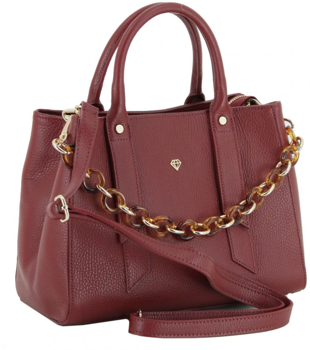 Henkeltasche Kette dunkelrot Echtleder Caleidos Dark Red