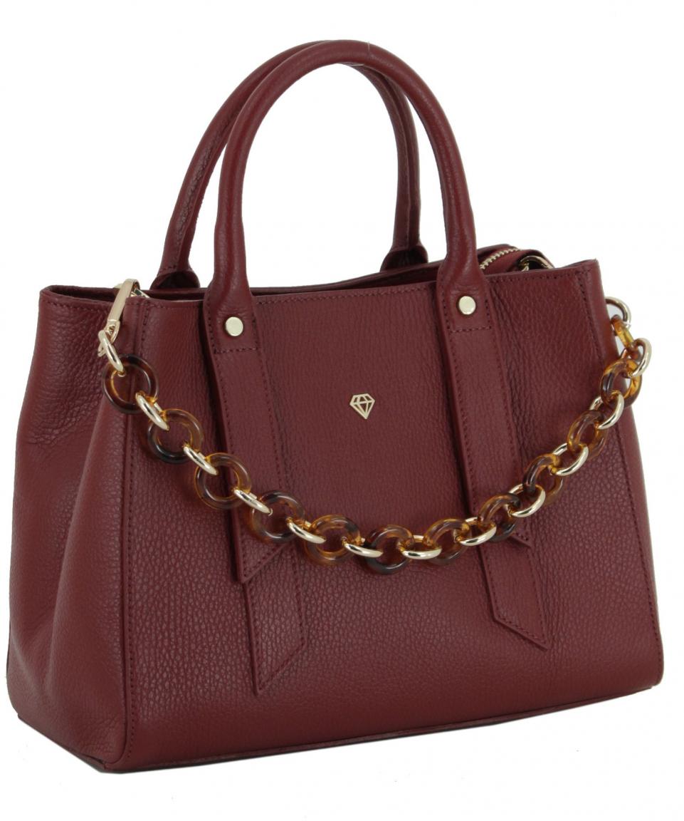 Henkeltasche Kette dunkelrot Echtleder Caleidos Dark Red